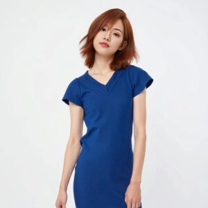 Classic V-Neck Sheath Dress in Royal Blue