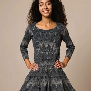 Elegant Jacquard Knit Skater Dress